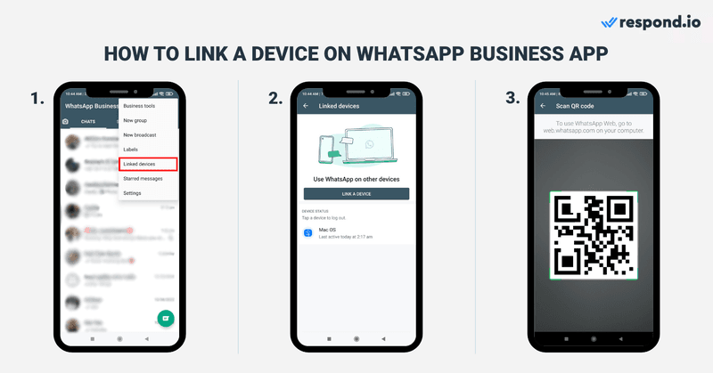 WhatsApp Business 可以连接多少台手机？ 示意图
